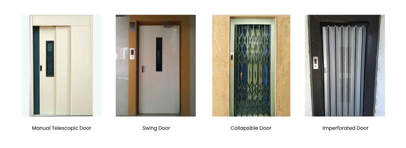 Four manual door types: manual telescopic, swing, collapsible and imperforated